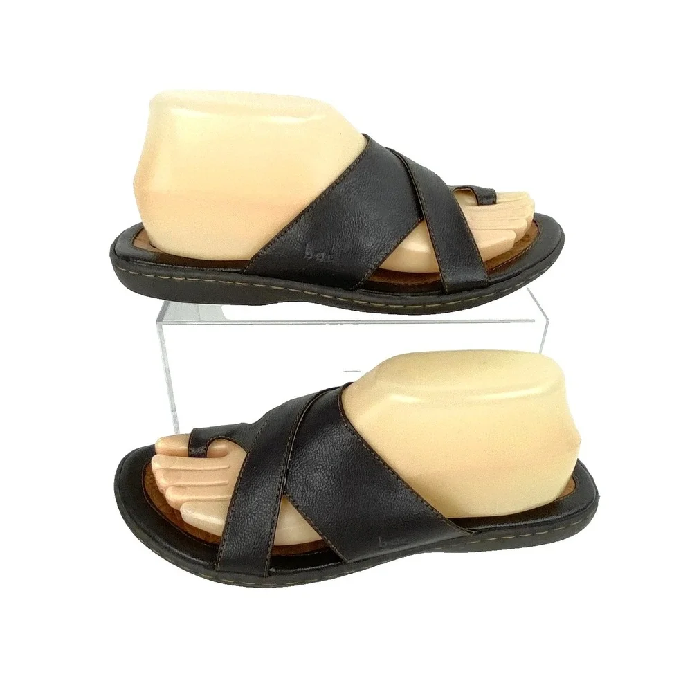 boc Born Sandals Women's 8 Slip On Slides Flats Shoes Flip Flops Brown 38.5 - Picture 2 of 9